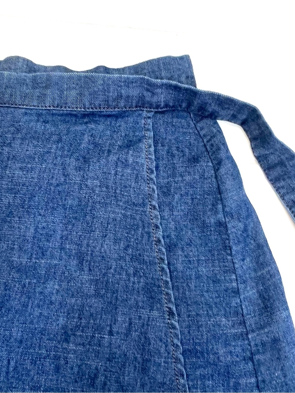Anthropologie Denim Chambray Wrap Skirt Hemp Cotton Level 99 M Cottage Core